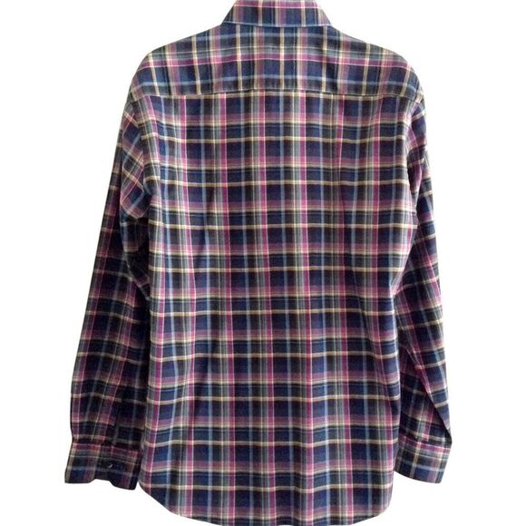 Bugatchi Uomo Shirt Men's Extra Large Plaid Blue Pink Yellow Green Date Night - Picture 3 of 4